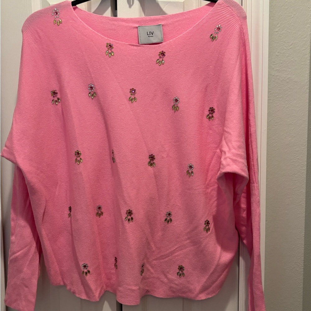 Pink Embellished Women's Sweater